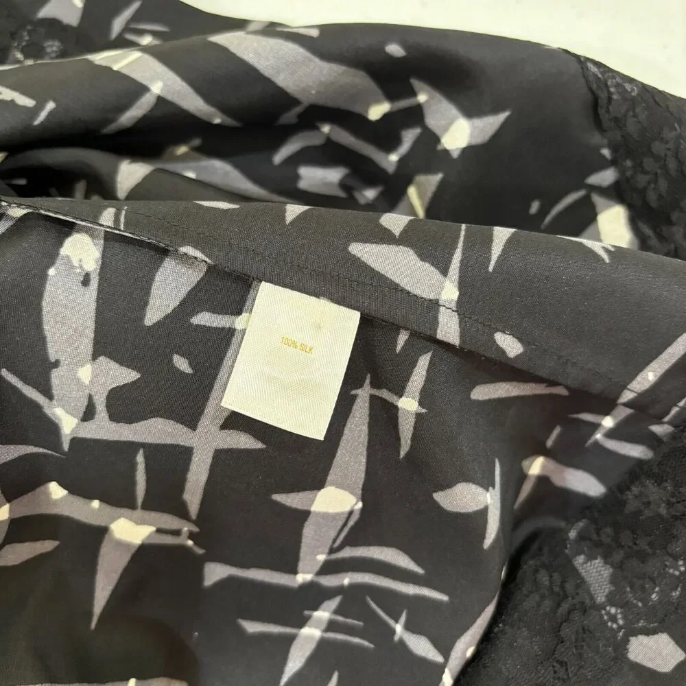 Kate Spade Nelli 100% Silk Fit Flare Dress sz 2 Black Gray Abstract Print Career